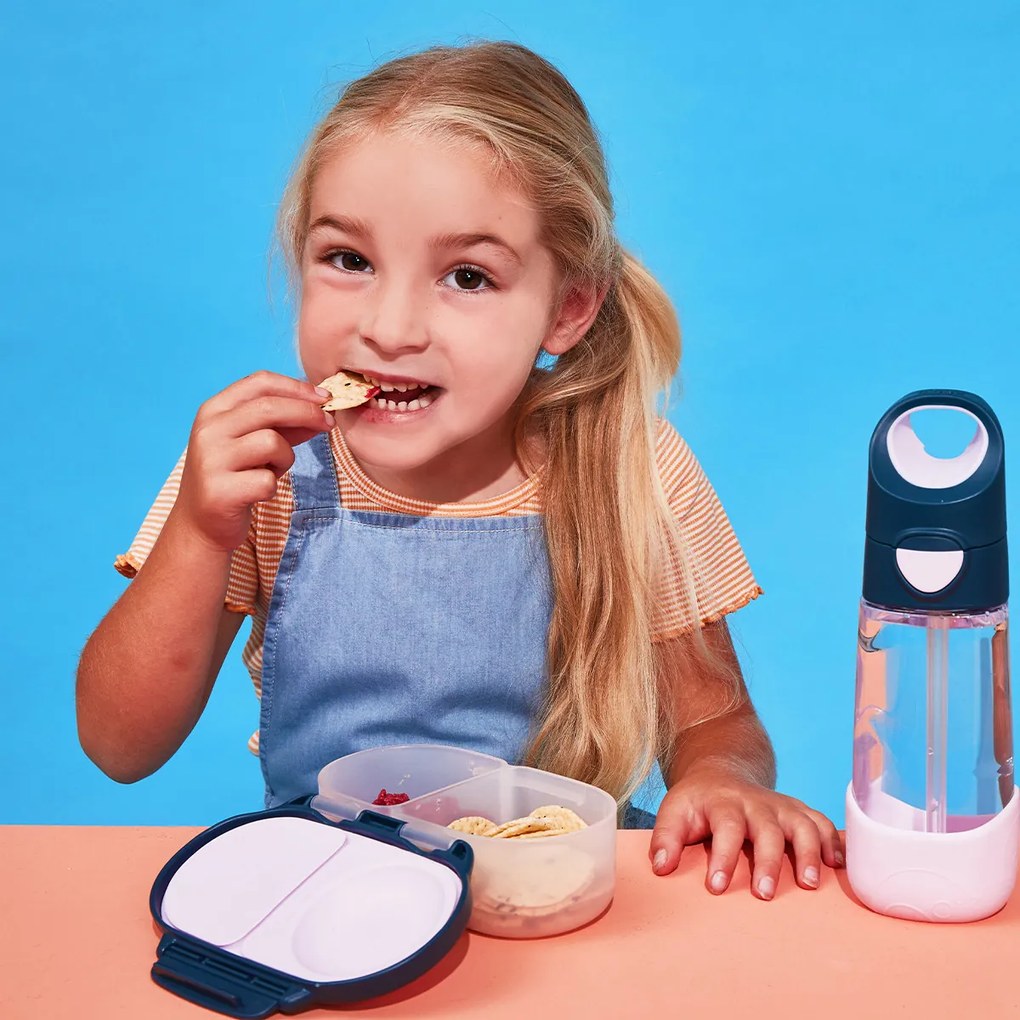 Desiatový box malý - indigo/ružový