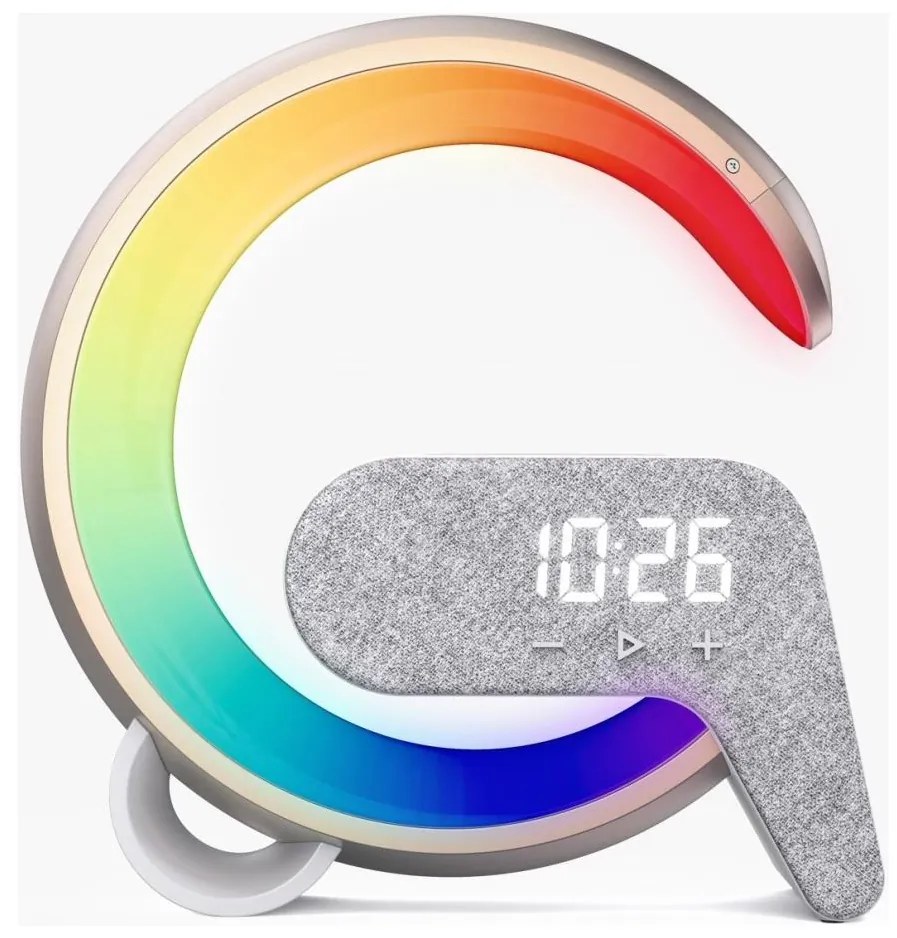 Immax 08986L-LED RGB Stmievateľná lampa s budíkom a Qi nabíjaním 30W/230V zlatá