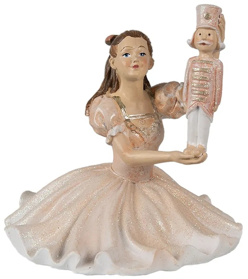 Vianočná dekorácia socha Balerína s Luskáčikom - 12*12*13 cm