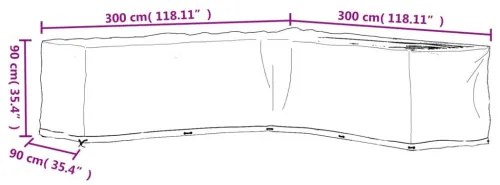 vidaXL Kryty na záhradný nábytok v tvare L 2ks 20 očiek 300x300x90 cm-