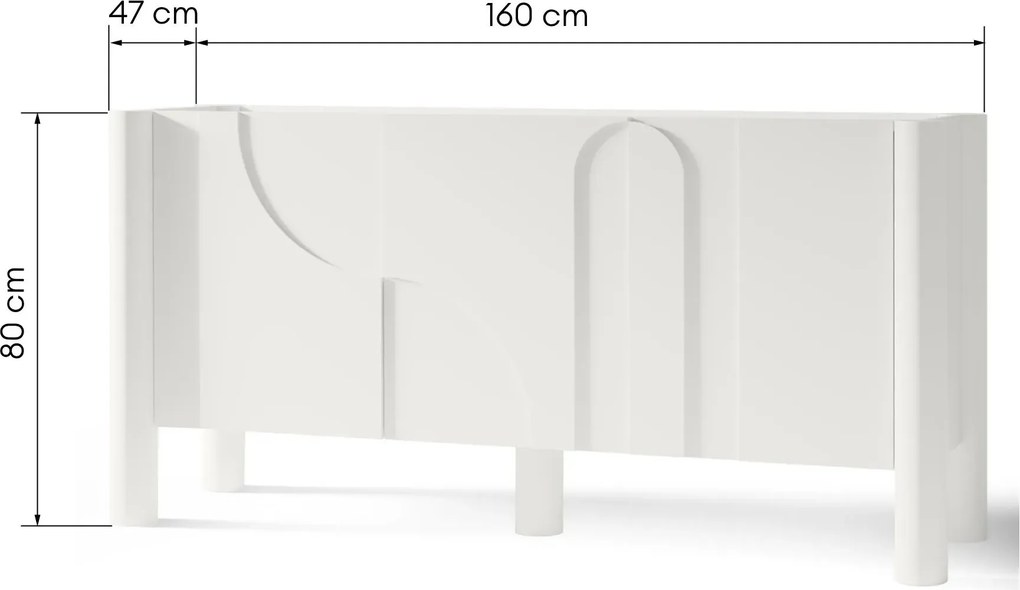 Dizajnová komoda Lunaria 160 cm biela
