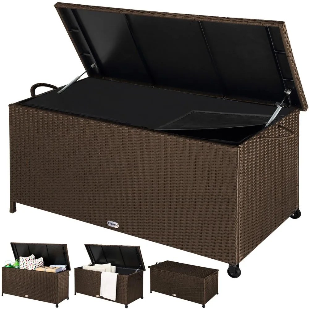InternetovaZahrada - Úložný box 122cm x 56cm x 61cm - hnedá s kolieskom