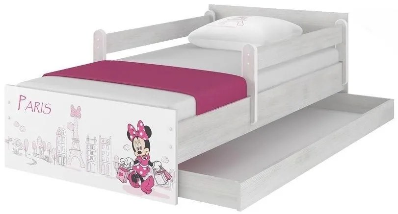 MAXMAX Detská posteľ MAX bez šuplíku Disney - MINNIE PARIS 200x90 cm 200x90 pre dievča NIE biela|červená|ružová|multicolor