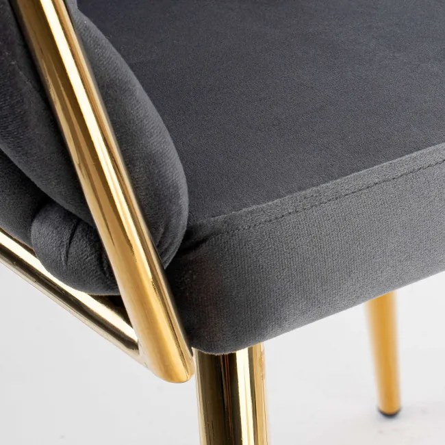 Jedálenská stolička COFTON zamatová, zlatá / grafitová