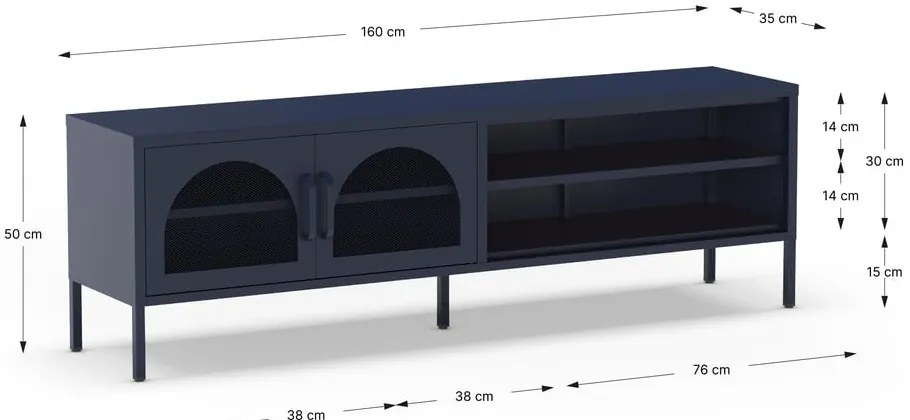Tmavomodrý TV stolík 160x50 cm Diora – Marckeric