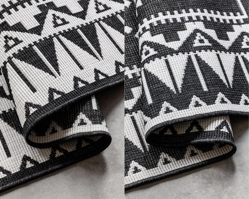 ELLE Decoration, Kusový koberec Gemini 106019 Black z kolekcie Elle – na von aj na doma, 200x290, čiernobiela, chodba / predsieň