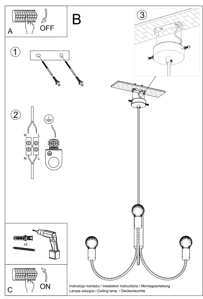 Luster Piccolo 5, čierne telo svietidla