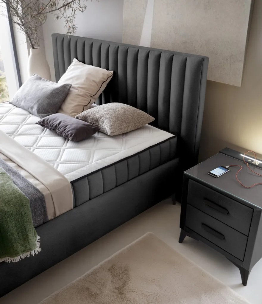 Posteľ Joy 160x200 cm, grafitovo šedá látka