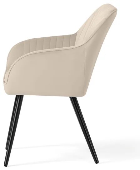 Sada dvoch jedálenských stoličiek FLORENCE zamatové, béžové / čierne nohy (2 ks)