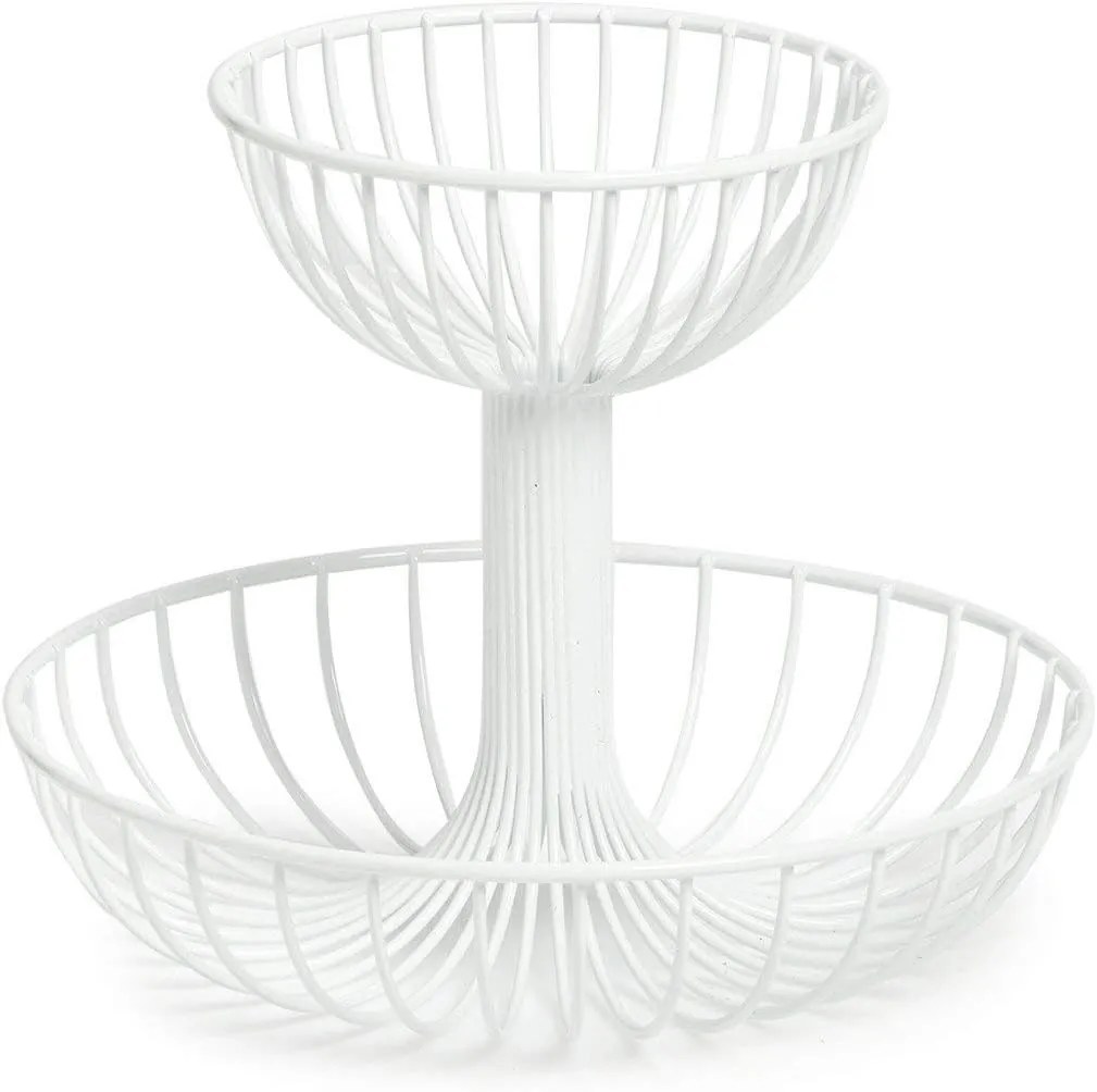 Zeller Present Stojan na ovocie, 2 misy, kovový, biely FONTANA