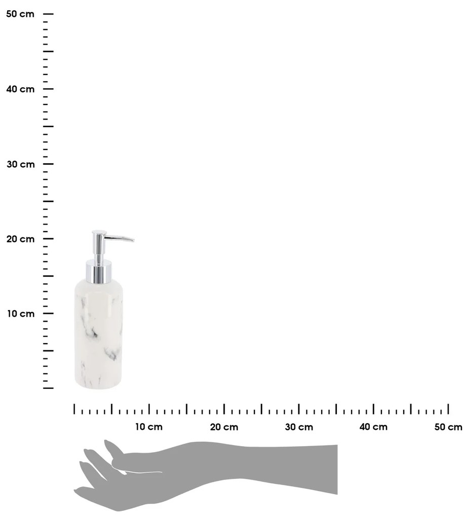 Dávkovač mydla Nardi Marble, biela/s chrómovými prvkami, 260 ml