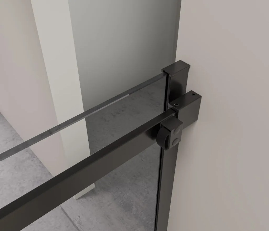 Erga Lynn, sprchový kút s posuvnými dverami 120(dvere) x 80(stena) x 195 cm, 8mm šedé sklo, čierny profil, ERG-V02-LYNN-D120G080-GR-BK