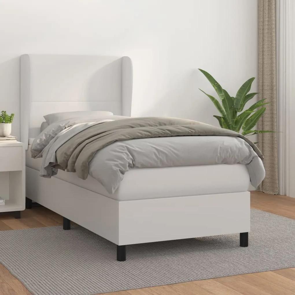 Boxspring posteľ s matracom biela 90x200 cm umelá koža 3128890