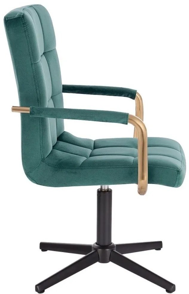 LuxuryForm DESIGN Otočná stolička VERONA GOLD VELUR na čiernom kríži - zelená