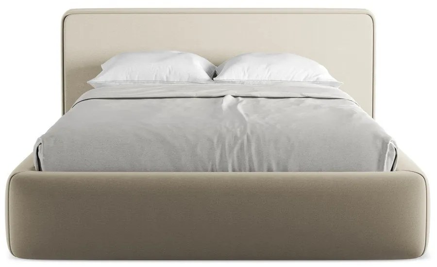 Béžová čalúnená dvojlôžková posteľ s úložným priestorom s roštom 140x200 cm Kiana – Makamii