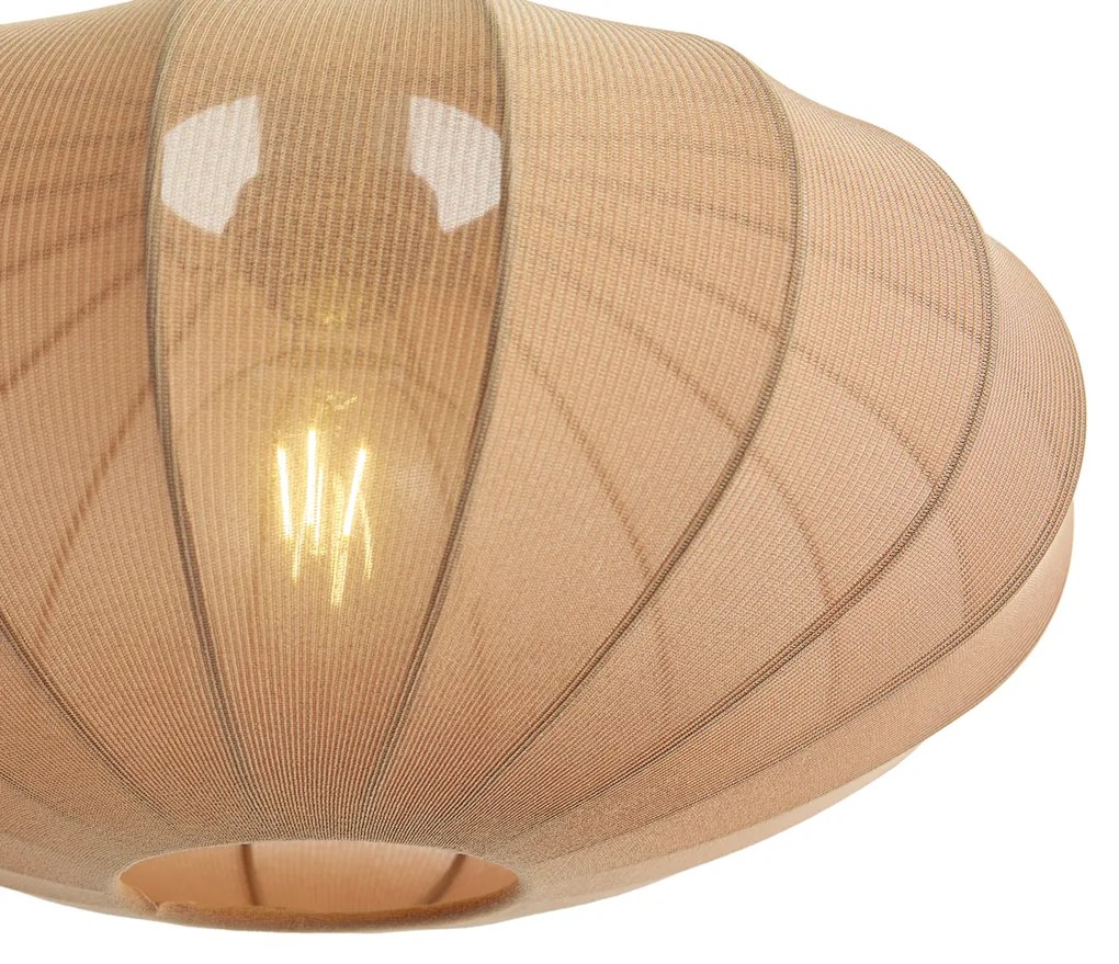 Japandi stojacia lampa čierna s hnedým látkovým tienidlom - Bida