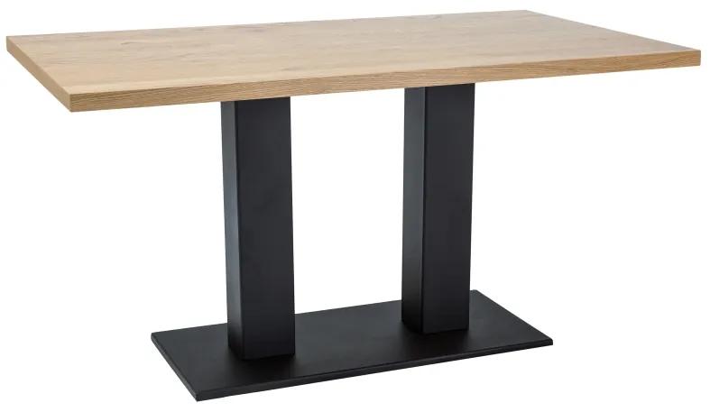 Čierny jedálenský stôl s dubovou doskou SAURON 150x90