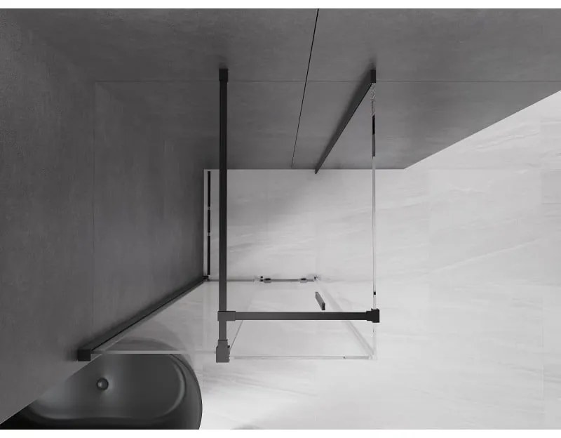 Mexen Velar, sprchový kút s posuvnými dverami 120(dvere) x 120(stena) cm, 8mm číre sklo, čierna matná, 871-120-120-01-70