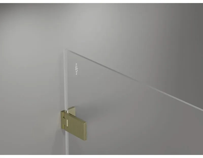 Mexen, Mexen Lunar-F skladacie ľavé sprchové dvere 60 cm, transparentné, brúsené zlaté - 836-060-000-55-00-L