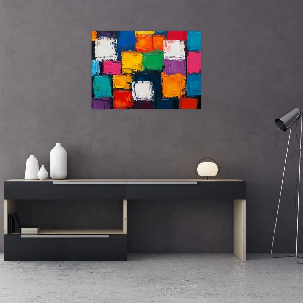 Obraz - Maľba farebných štvorcov (70x50 cm)