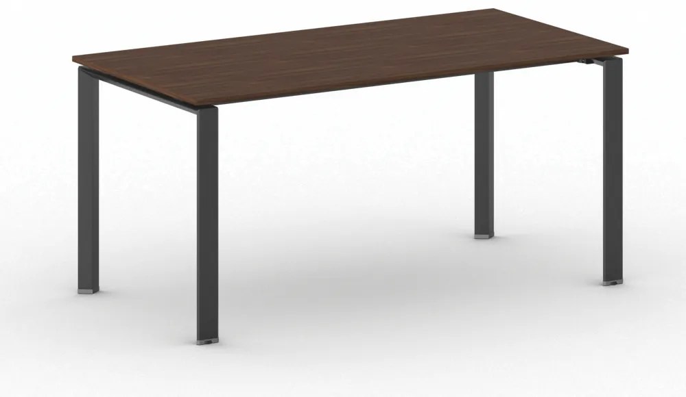 Rokovací kancelársky stôl PRIMO INFINITY, 160x80 cm, čierna podnož, orech
