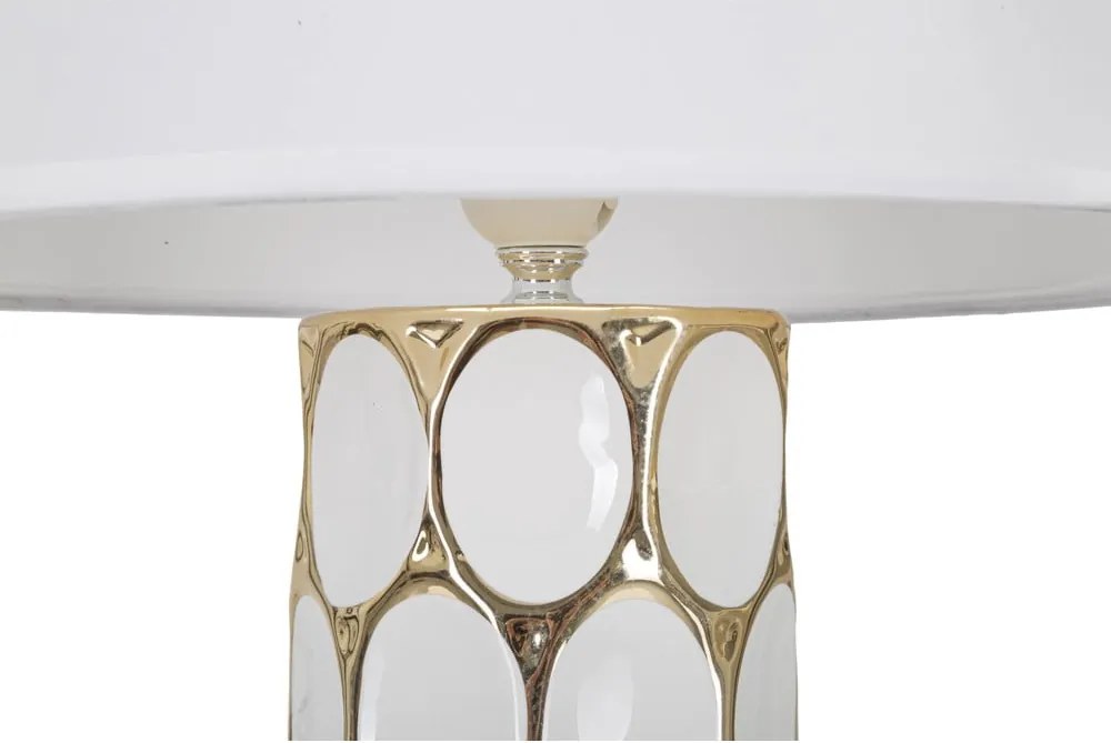 Biela/v zlatej farbe keramická stolová lampa s textilným tienidlom (výška 56 cm) Glam Carv – Mauro Ferretti