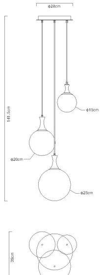 Globo 15885-3H - Luster na lanku DALTON 3xE27/10W/230V pr. 48 cm čierna