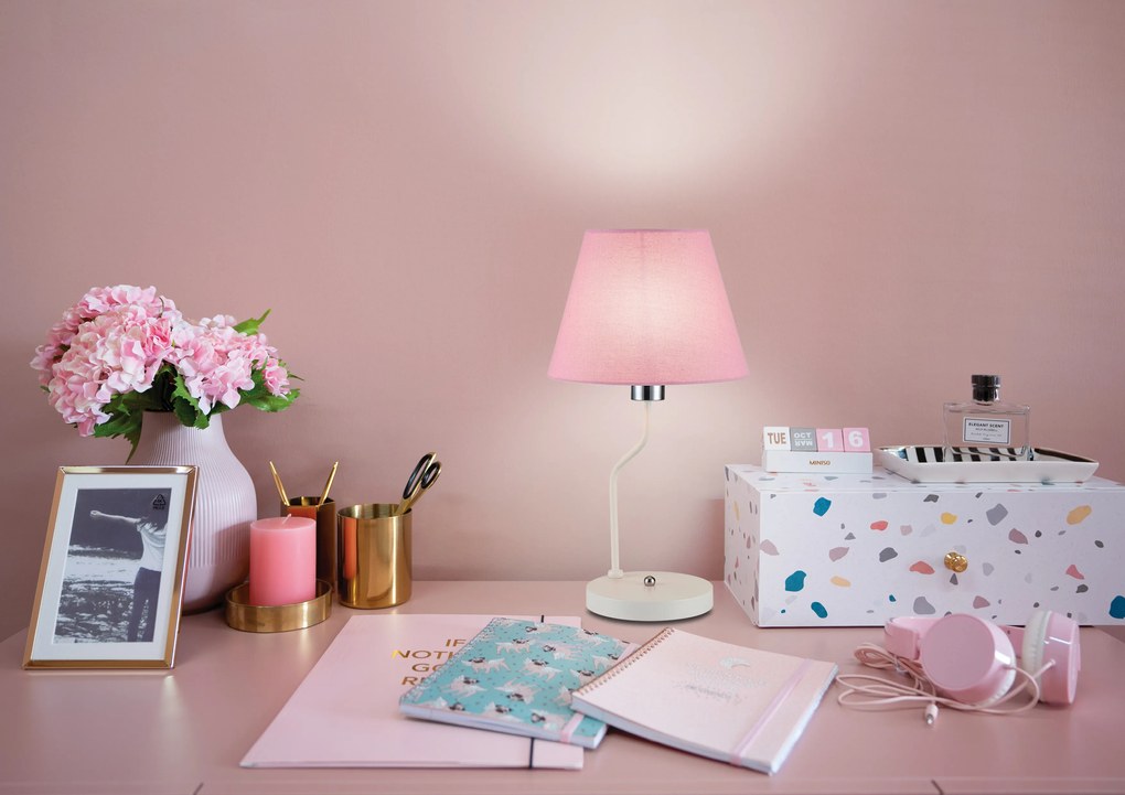 Candellux Ružová stolová lampa York Ledea pre žiarovku E14 50501100