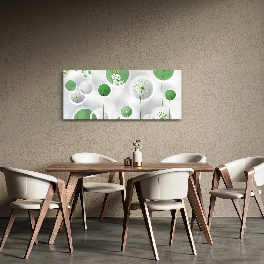 Obraz - Kvety v kruhoch (120x50 cm)