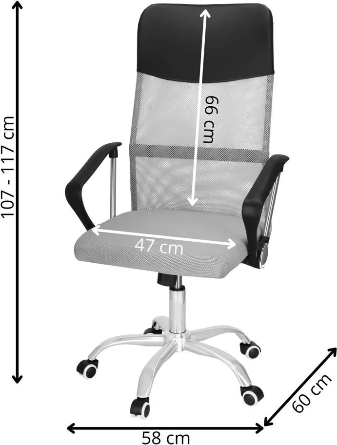 Kancelárska stolička Springos HF0032 – otočná, na kolieskach, sivo-čierna