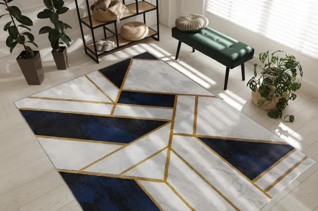 Koberec EMERALD exkluzívny 1015 glamour, styl marmur, geometrický granátový / zlatý