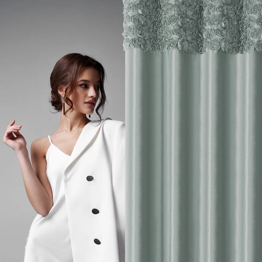 ZATEMŇOVACÍ ZÁVES NA KRÚŽKOCH EVA MINGE ROSES13 140X250 CM MÄTOVÁ