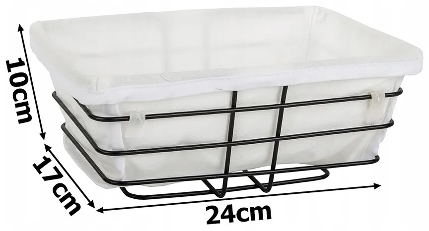 Verk 27210 Košík kovový s odnímateľnou podšívkou 24 x 17 x 10 cm, čierna