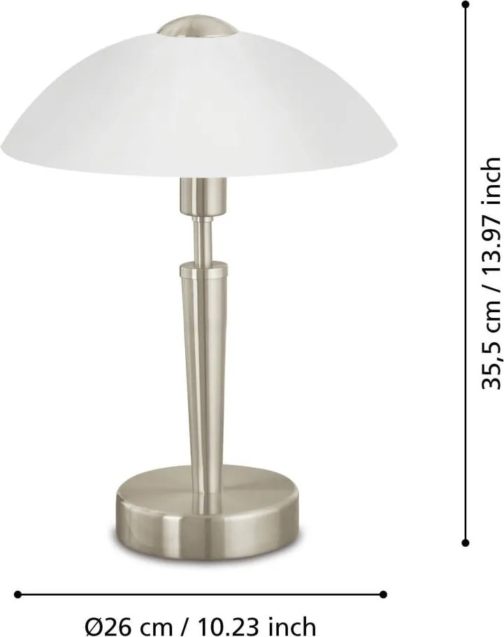 Sivá stolová lampa so stmievačom so skleneným tienidlom (výška 35 cm) SOLO 1 – EGLO