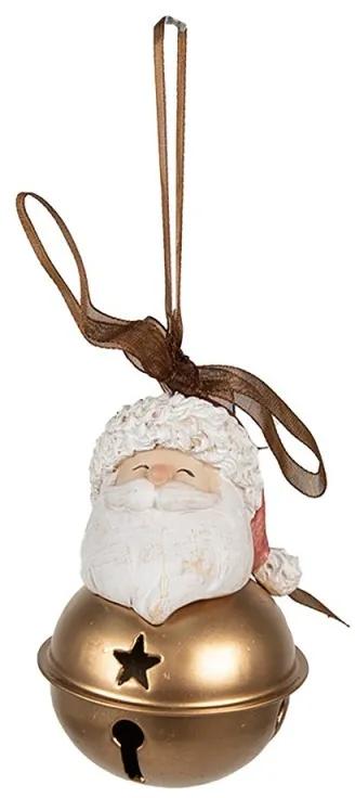 Vianočná ozdoba rolnička s hlavou Santy - Ø 5*8 cm
