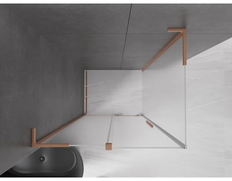Mexen Velar L, sprchový kút s posuvnými dverami 110 x 75 cm, 8mm sklo námraza, medená matná, 871-110-075-33-65