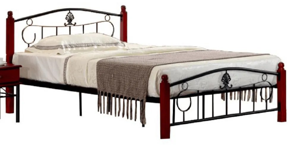 Kovová posteľ s roštom, 140x200, MAGENTA