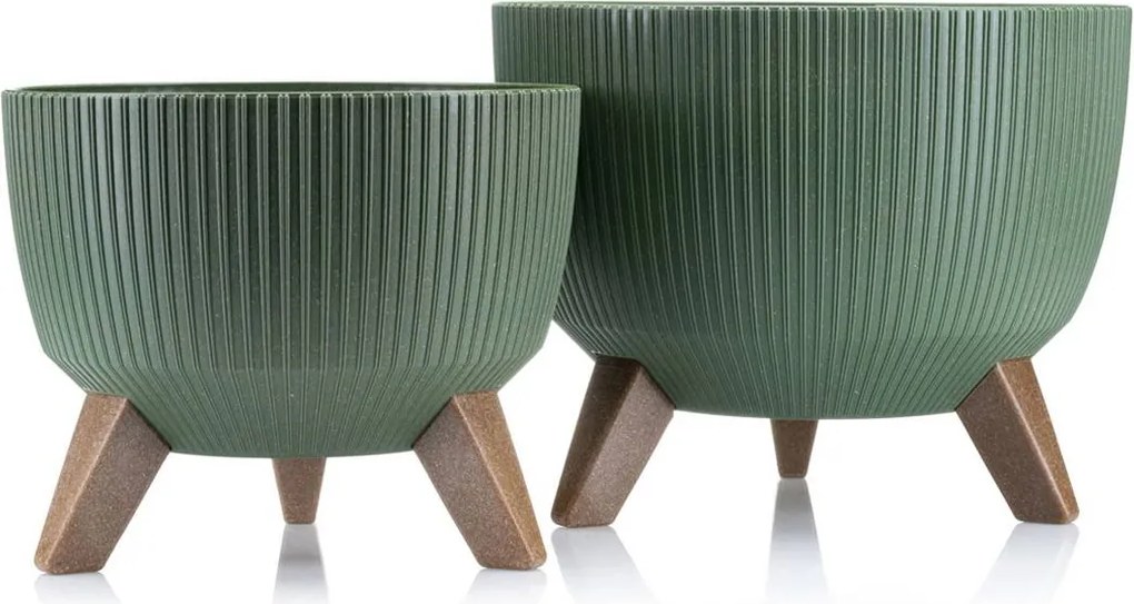 PLASTOVÝ KVETINÁČ ROSA LINEA ECO SADA 2KS 15X24,3 CM+18,3X29,2 CM ZELENÁ