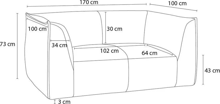 Oranžová menčestrová pohovka 170 cm Giorgia – Bobochic Paris