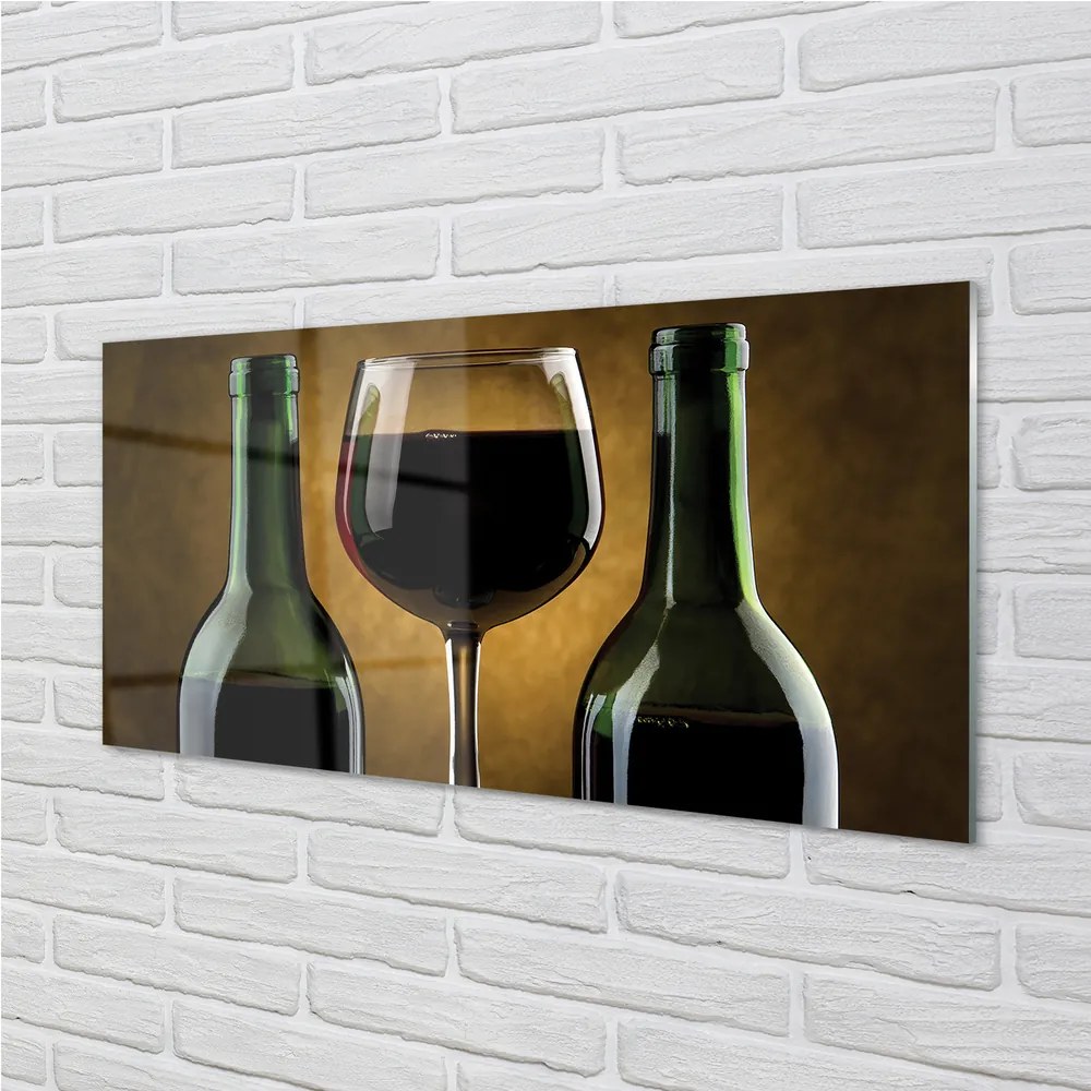 Obraz plexi 2 fľaše poháre na víno 125x50 cm