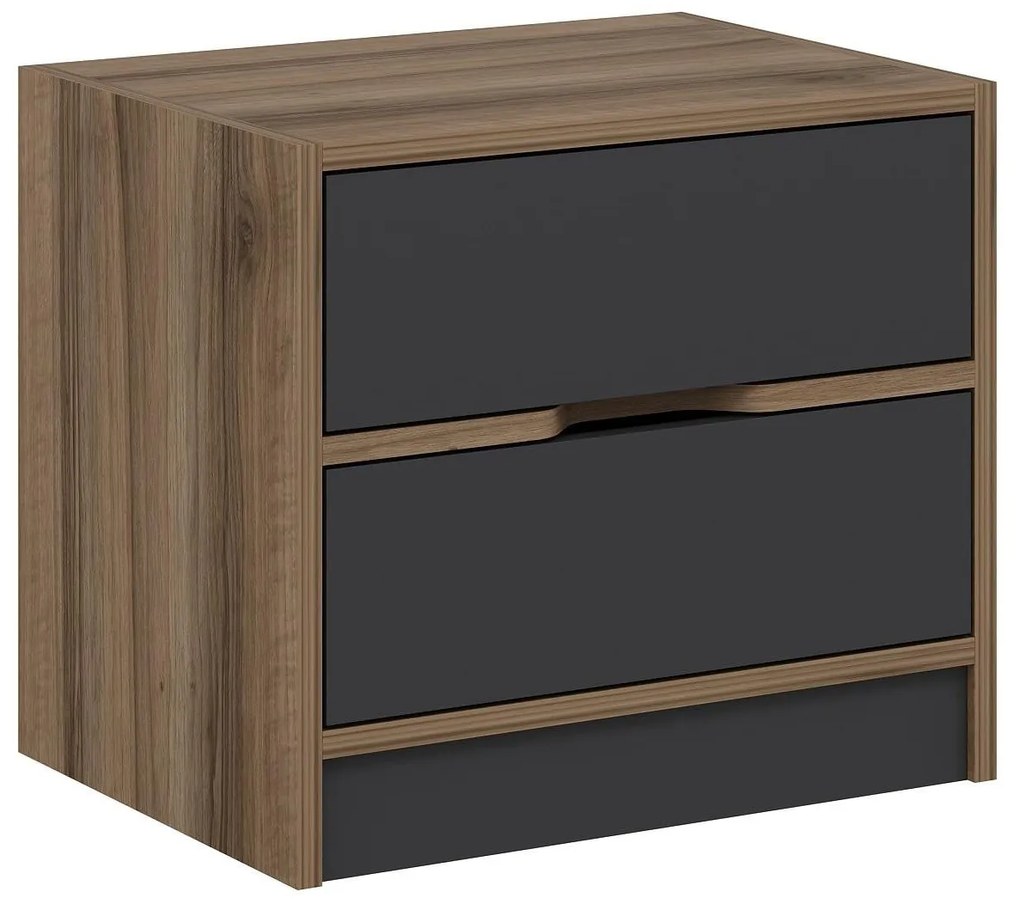 Nočný stolík Erich (orech + antracit) . Akcia -17%. Vlastná spoľahlivá doprava až k Vám domov. 1102093