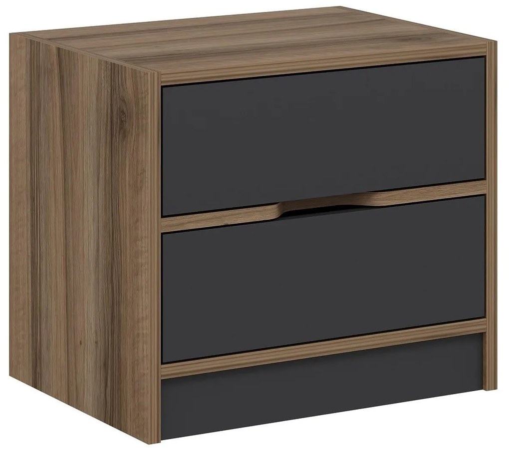 Nočný stolík Erich (orech + antracit) . Akcia -20%. Vlastná spoľahlivá doprava až k Vám domov. 1102093