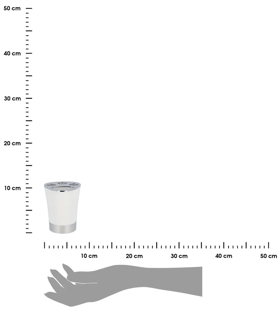 Kúpeľňový pohár na kefky Cuesta, biela/s chrómovými prvkami, 250 ml