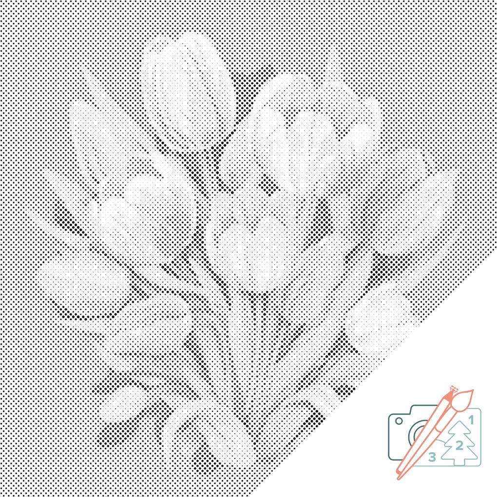 Gario Bodkovanie Kytica tulipánov Rozmery: 50 x 50 cm, Rámovanie: Iba zrolované plátno, Farba bodiek: Čierna