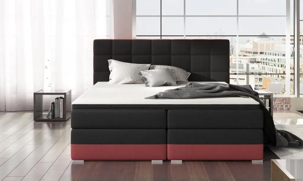 Posteľ Boxspring Damasia 200 x 180, čierna / biela (DMS 01)
