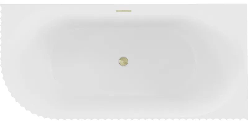 Mexen Gia, voľne stojaca rohová vaňa, drážkovaná, pravá, 170 x 80 cm, biela matná, zlatý matný prepad, 52701708001P-55