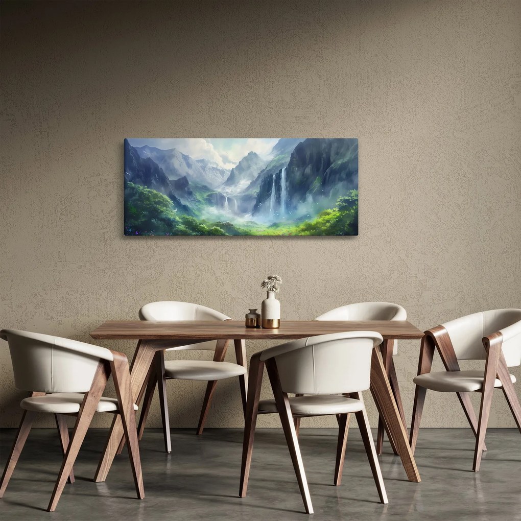 Obraz - Údolie vodopádov (120x50 cm)