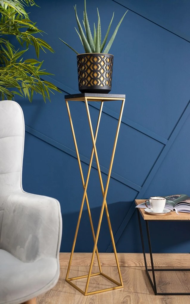 STOJAN NA KVETINÁČ LOFT6 100X24X24 CM ZLATÁ/ČIERNA