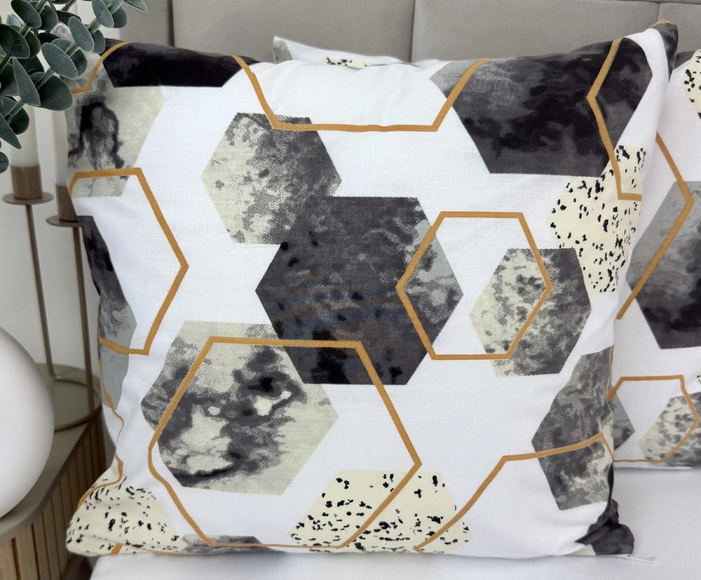 Obliečka na vankúš Graphite Grey 40x40 cm – moderný geometrický vzor, 100 % bavlna