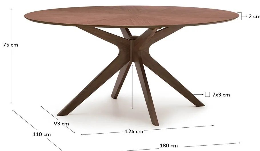 Jedálenský stôl s doskou v dekore orechového dreva 110x180 cm Naanim – Kave Home